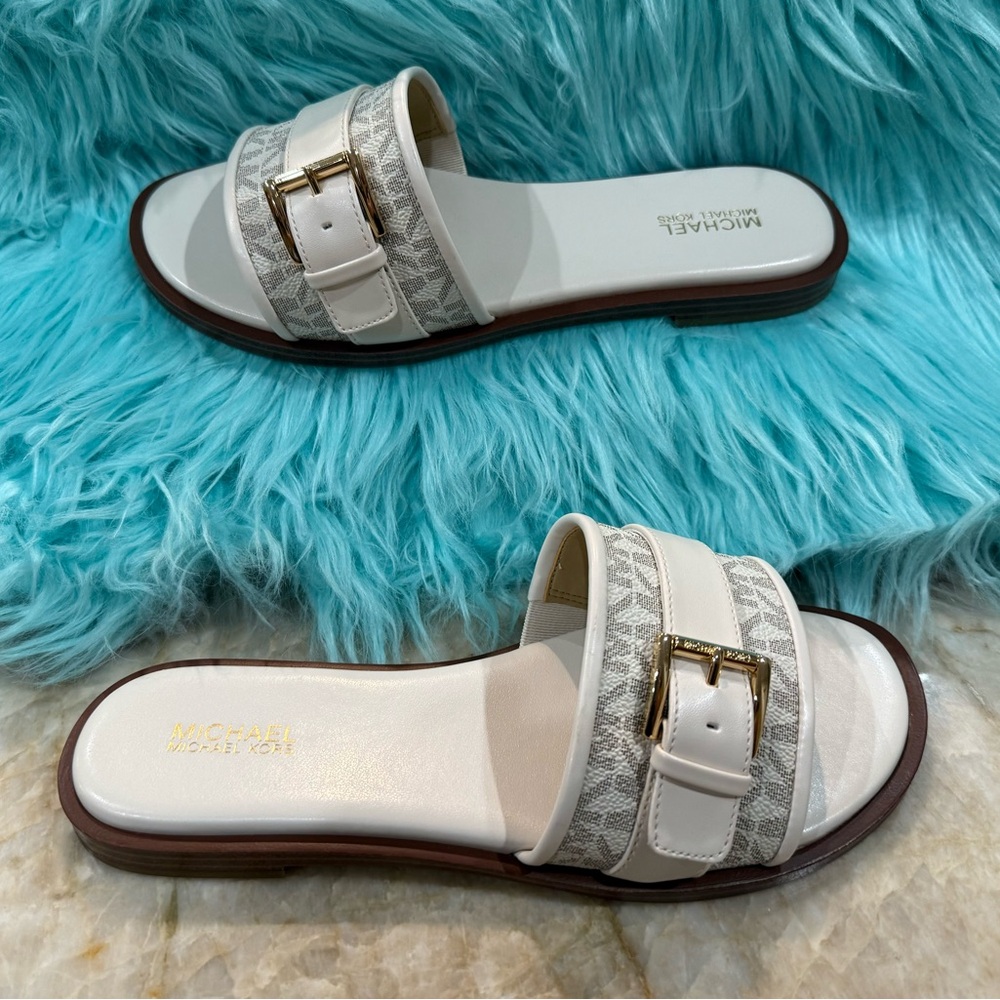 Michael Kors White Slide Sandals - Picture 6 of 9